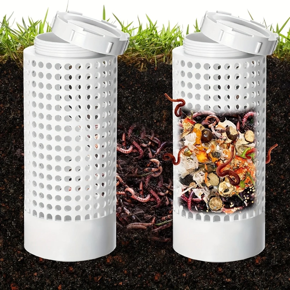 Compost Bin - ถังหมักปุ๋ยหนอนสำหรับกระถางดอกไม้ขนาดเล็กและสวน, หลอดหมักปุ๋ยหนอนแบบประหยัดพื้นที่, สำหรับการดูแลสวนและสนามหญ้า