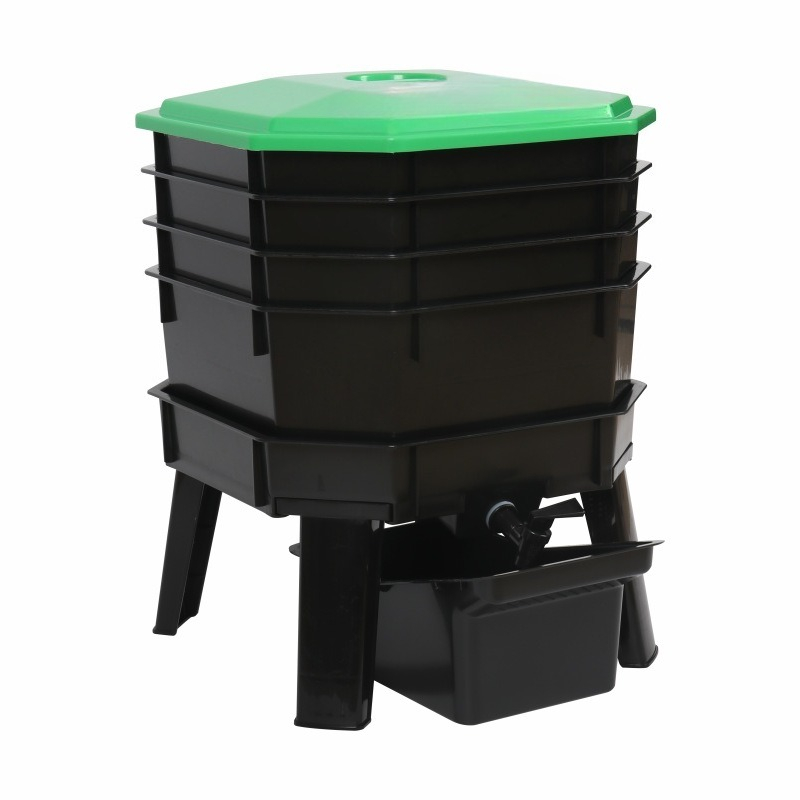 Compost Bin - ถังหมักปุ๋ยแบบหนอนสำหรับรีไซเคิลขยะในครัว กล่องหมักปุ๋ยแบบหนอนขนาดใหญ่สำหรับกลางแจ้ง เพื่อทำดินและปุ๋ยอินทรีย์