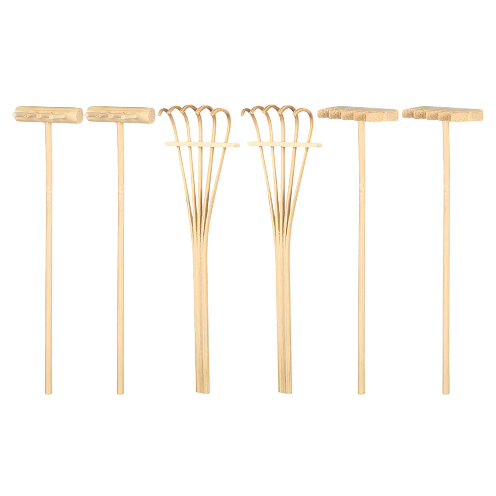 Gardening Tools And Accessories - ชุดคราดทรายขนาดเล็ก 6 ชิ้น อุปกรณ์ตกแต่งกระบะทรายบนโต๊ะทำงาน ทำจากไม้ไผ่ อุปกรณ์สร้างสรรค์สำหรับวาดภาพทราย