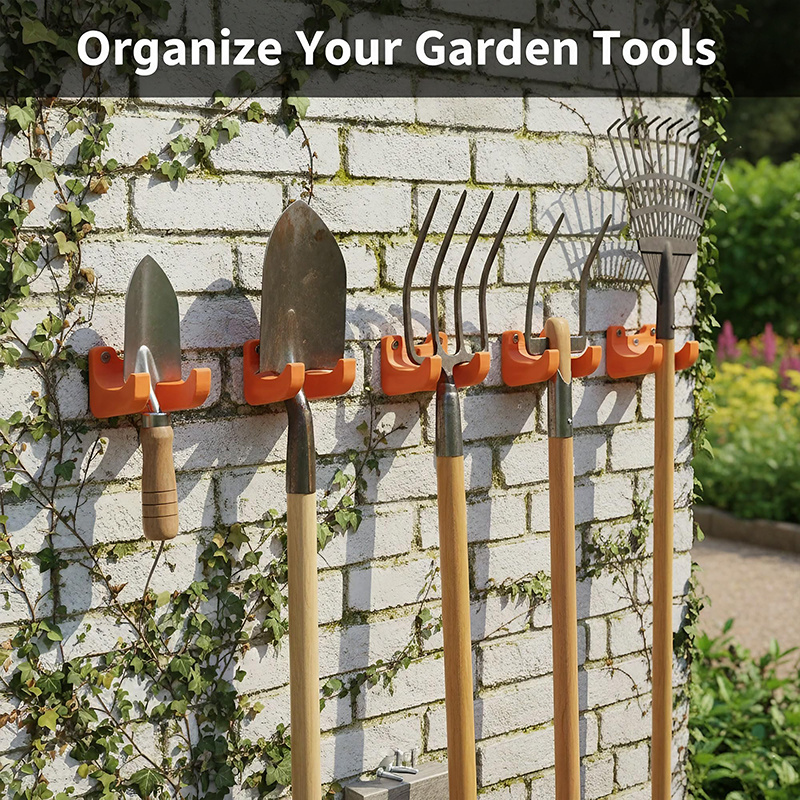 Gardening Tools Screwfix - ตะขอแขวนอุปกรณ์ทำสวนแบบติดผนัง 1-4 ชิ้น, ที่แขวนพลาสติกแบบหนาสำหรับอุปกรณ์ด้ามยาว, ที่เก็บของในโรงเก็บของแบบยึดด้วยสกรู