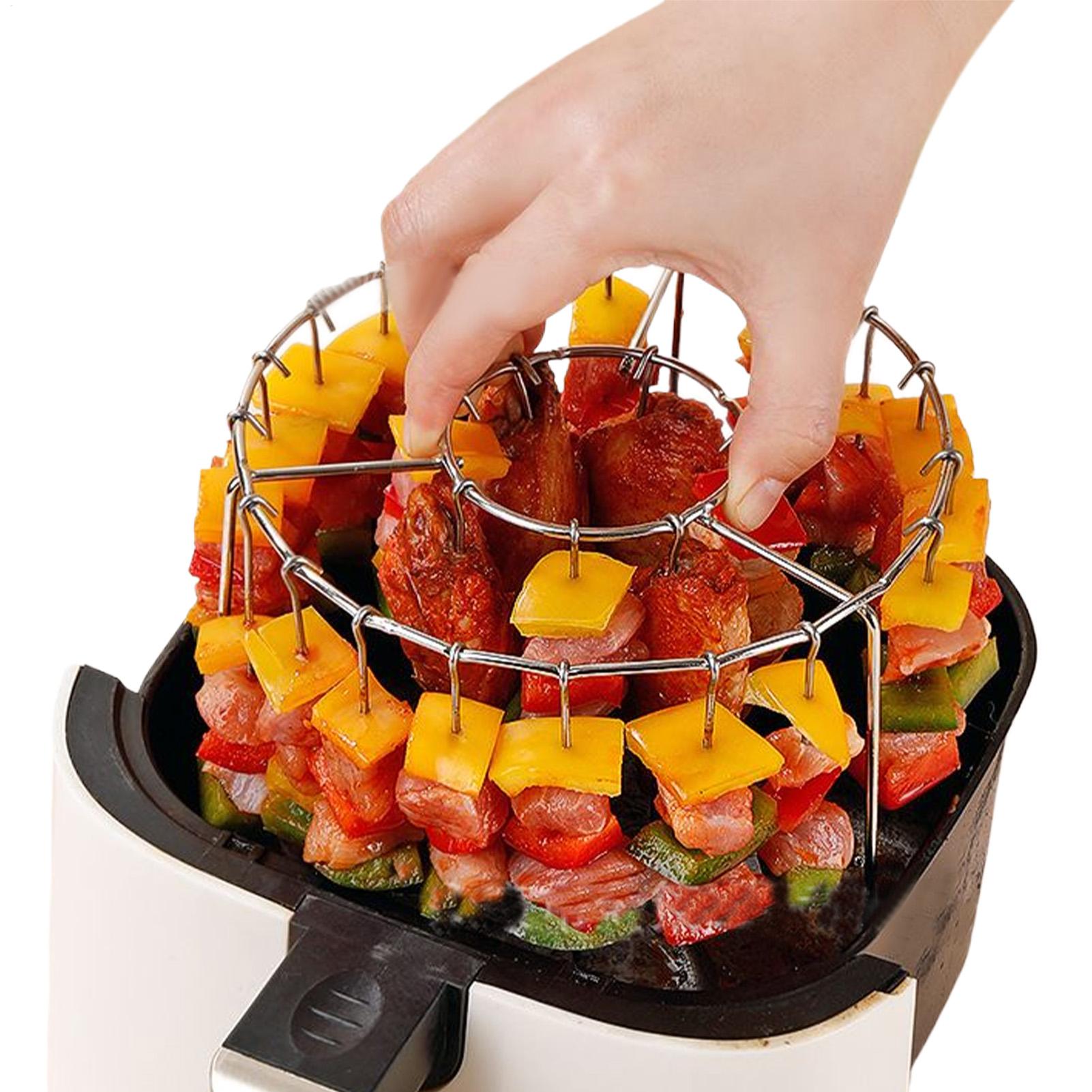 Gardening Tools Women - ชั้นวางบาร์บีคิวสำหรับหม้อทอดไร้น้ำมัน ชั้นวางไม้เสียบสำหรับหม้อทอดไร้น้ำมัน อุปกรณ์เตรียมอาหารสำหรับการย่างและทำอาหาร ที่วางไม้เสียบสแตนเลส ทนต่อการเกิดสนิม