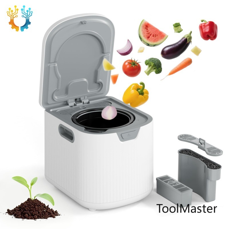 Compost Bin - ถังหมักปุ๋ยในบ้านขนาด 2.5 ลิตร ป้องกันกลิ่น สำหรับวางบนเคาน์เตอร์ ถังหมักปุ๋ยอัจฉริยะ