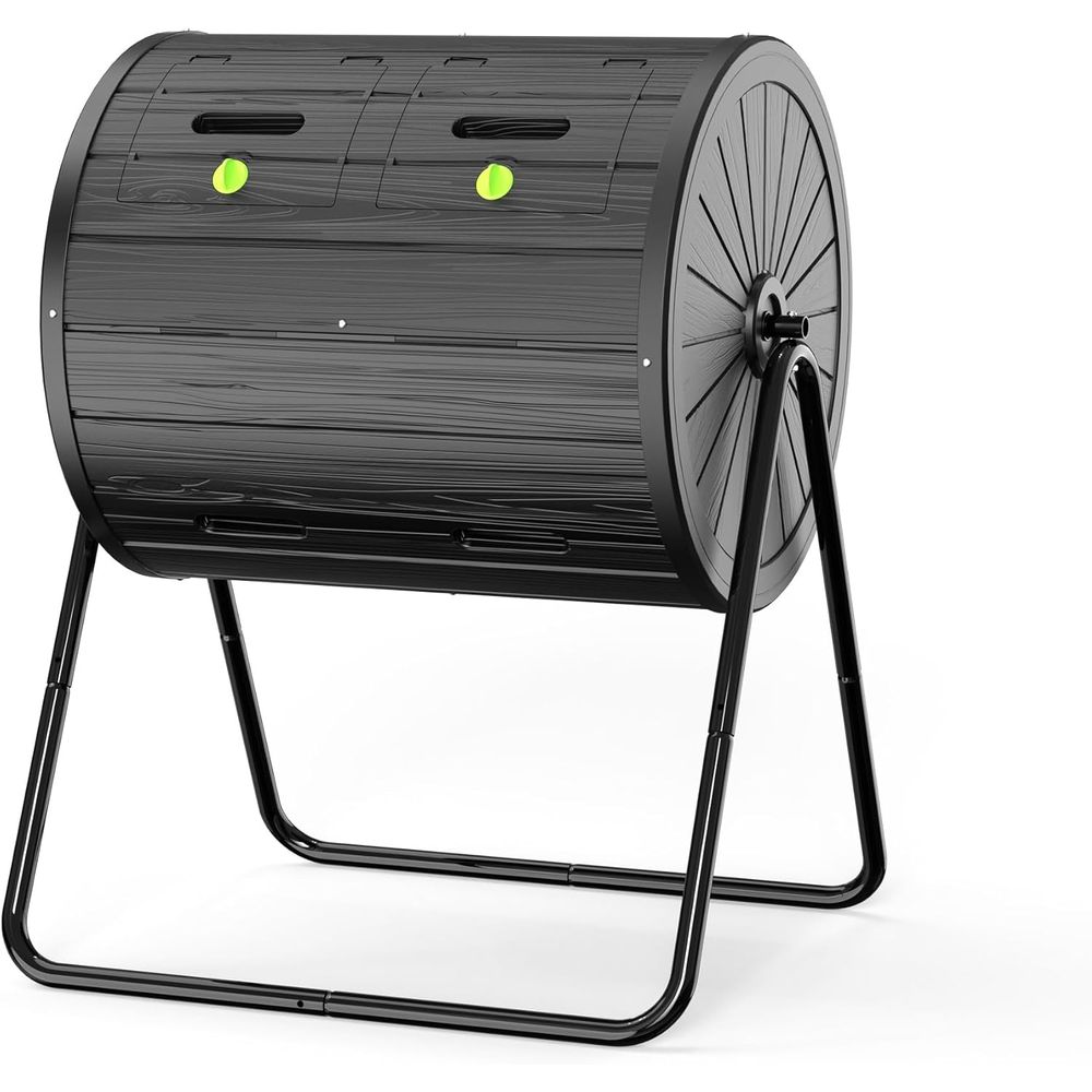 Compost Bin - ถังหมักปุ๋ยแบบหมุนได้สองช่อง ขนาด 37.5 แกลลอน สำหรับสวน ครัว