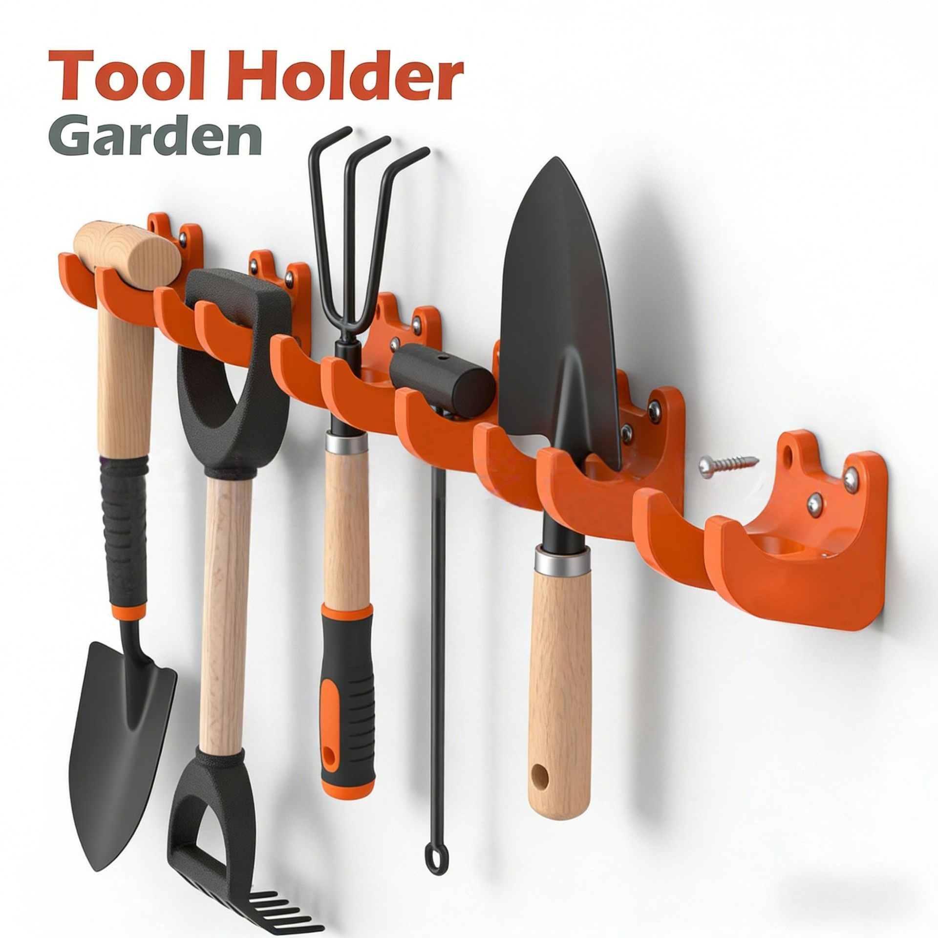 Gardening Tools Screwfix - ที่แขวนเครื่องมือทำสวน 32 ชิ้น แบบติดผนัง สำหรับจัดเก็บเครื่องมือด้ามยาว พร้อมขายึดแบบสกรู