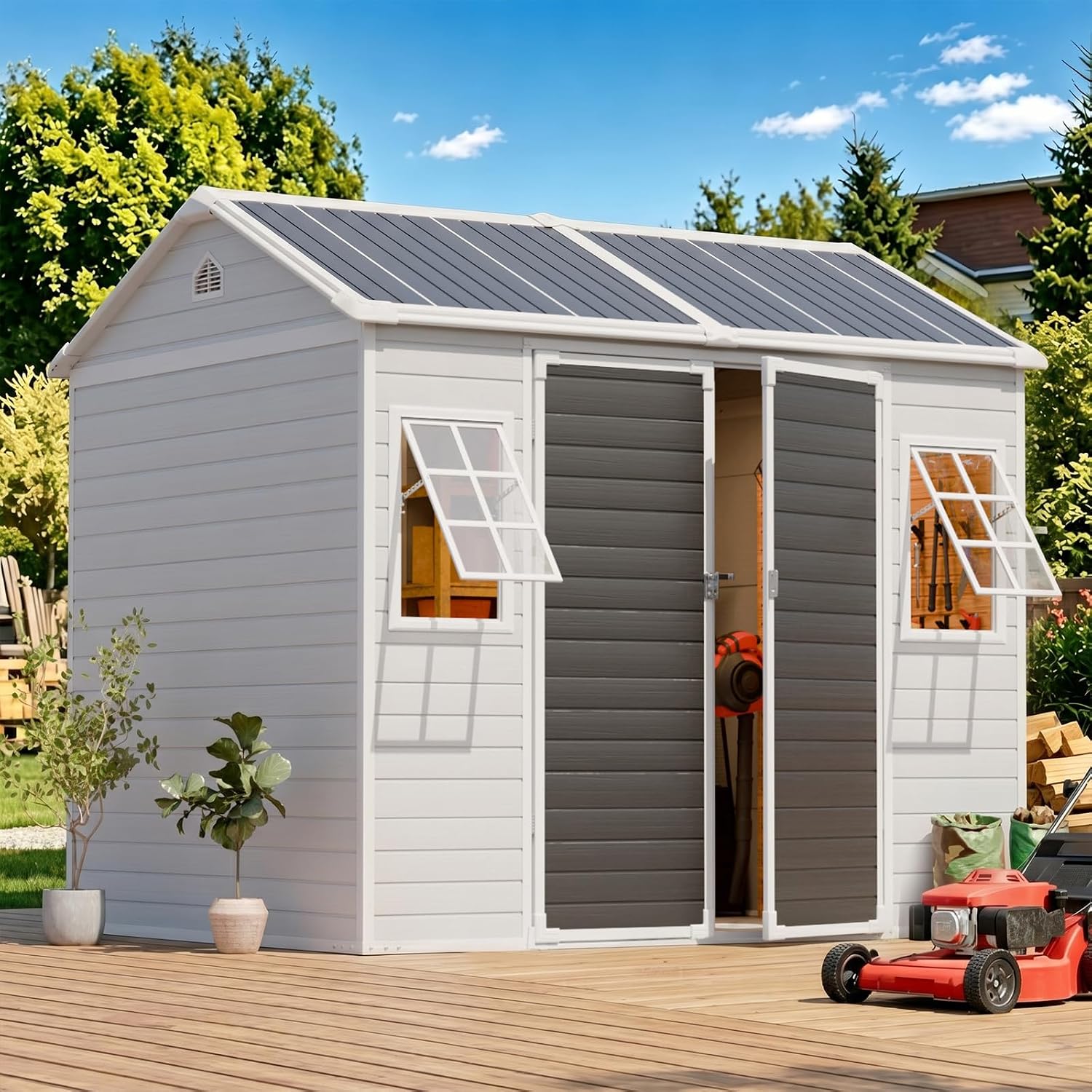 โรงเก็บของเรซินขนาด 8x6 ฟุต พร - Gardening Tools Storage บทวิจารณ์และราคา