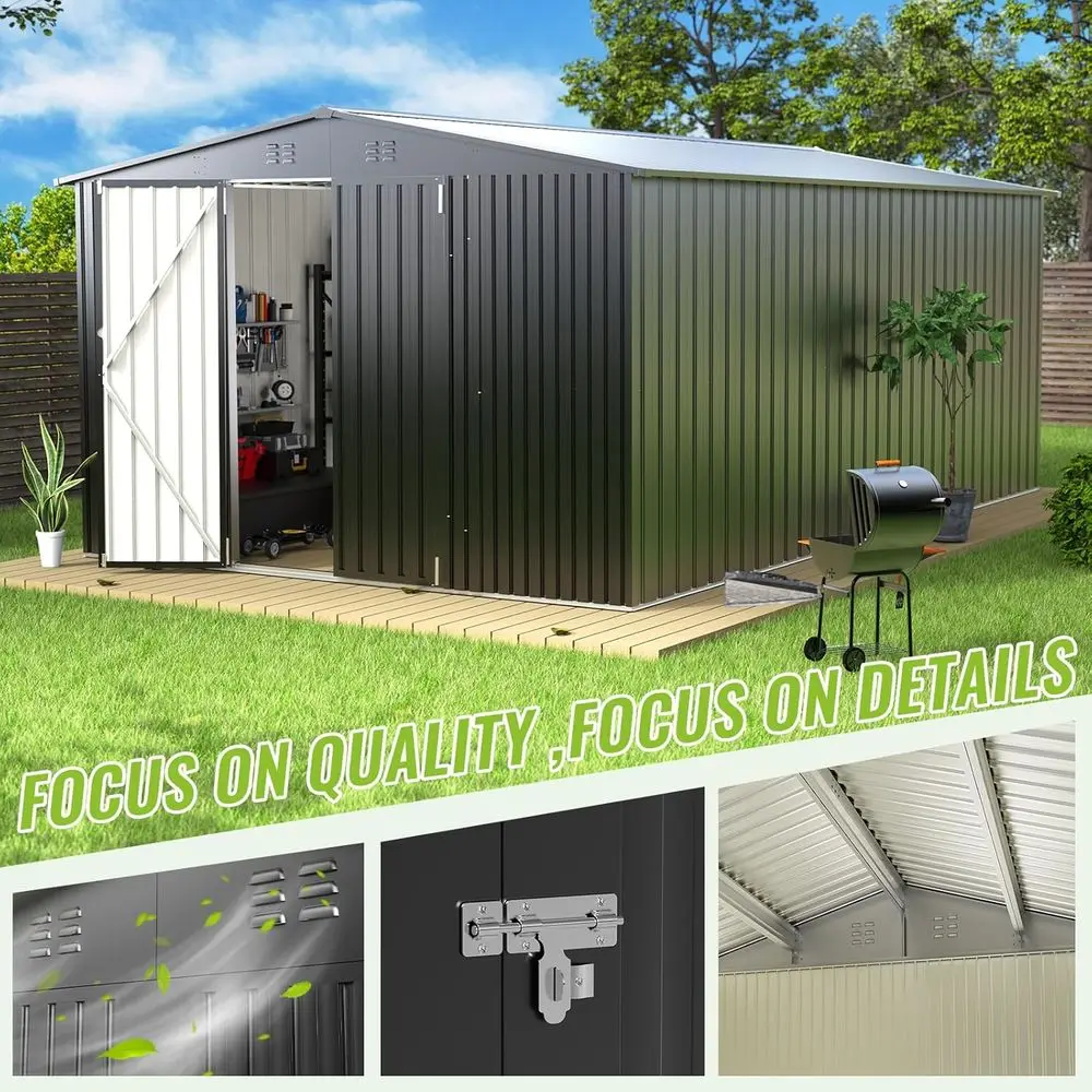 โรงเก็บของโลหะกลางแจ้งที่ทนทาน - Gardening Tools Storage บทวิจารณ์และราคา