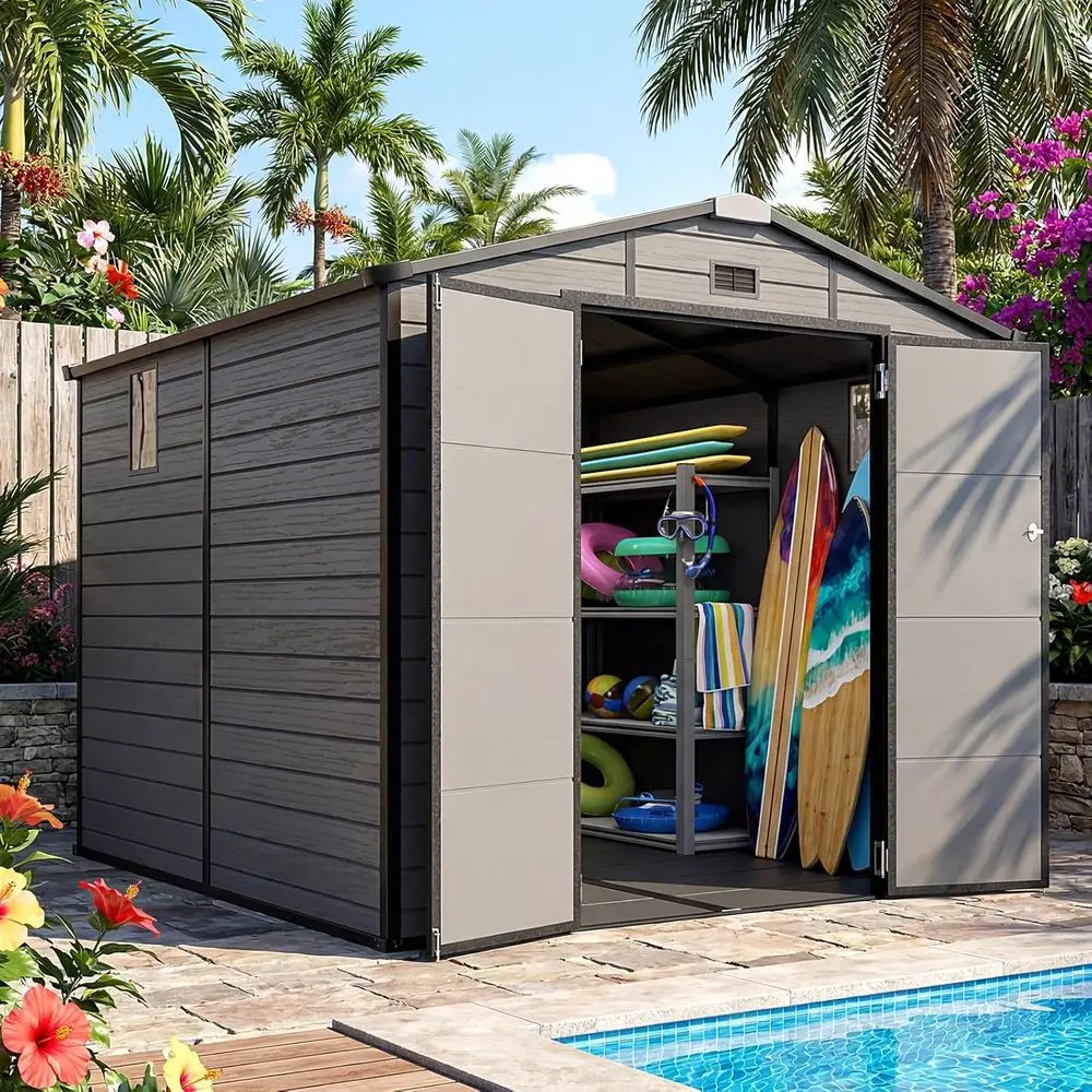โรงเก็บของกลางแจ้งขนาด 8x8 ฟุต - Gardening Tools Storage บทวิจารณ์และราคา