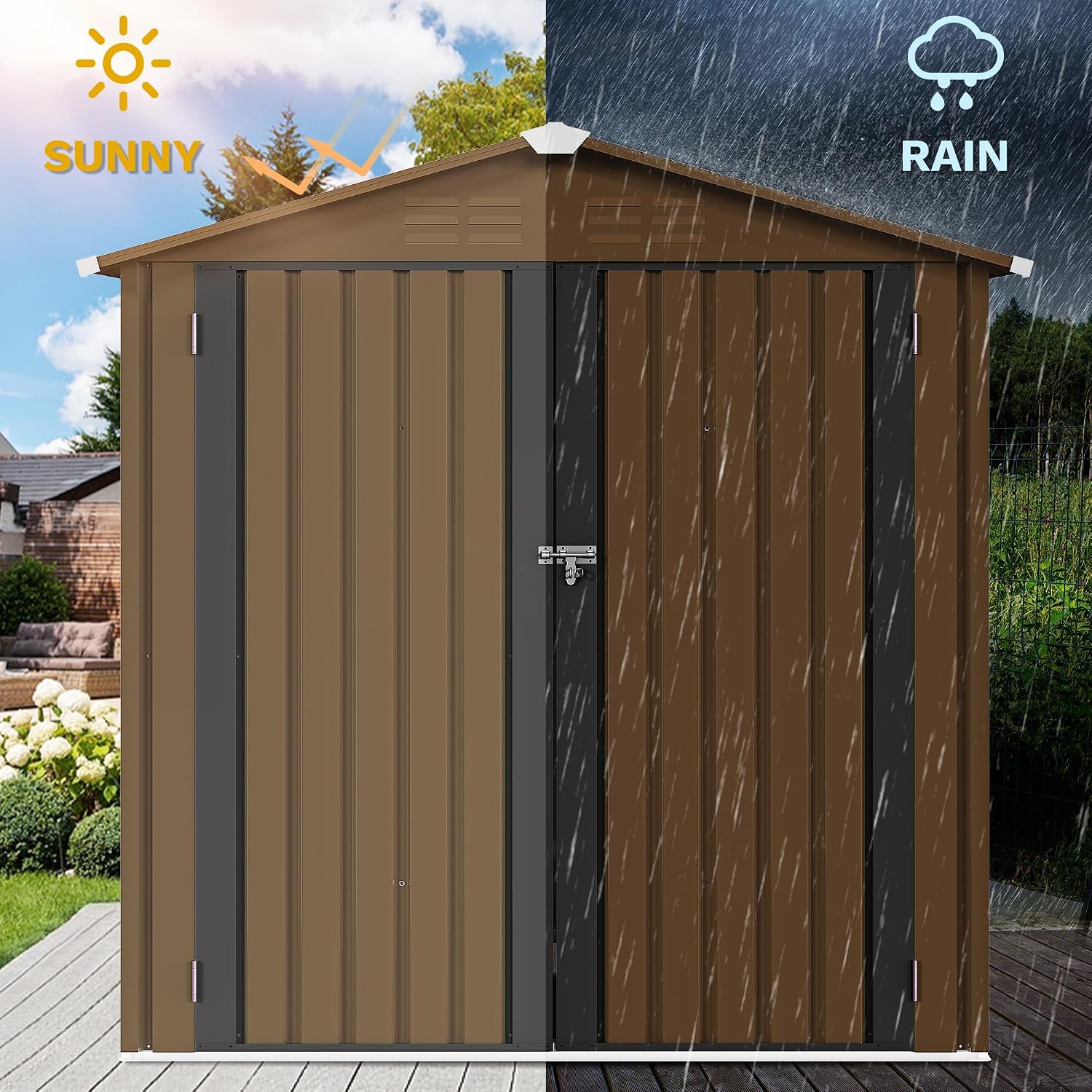 โรงเก็บของกลางแจ้งโลหะขนาด 6x4 - Gardening Tools Storage บทวิจารณ์และราคา