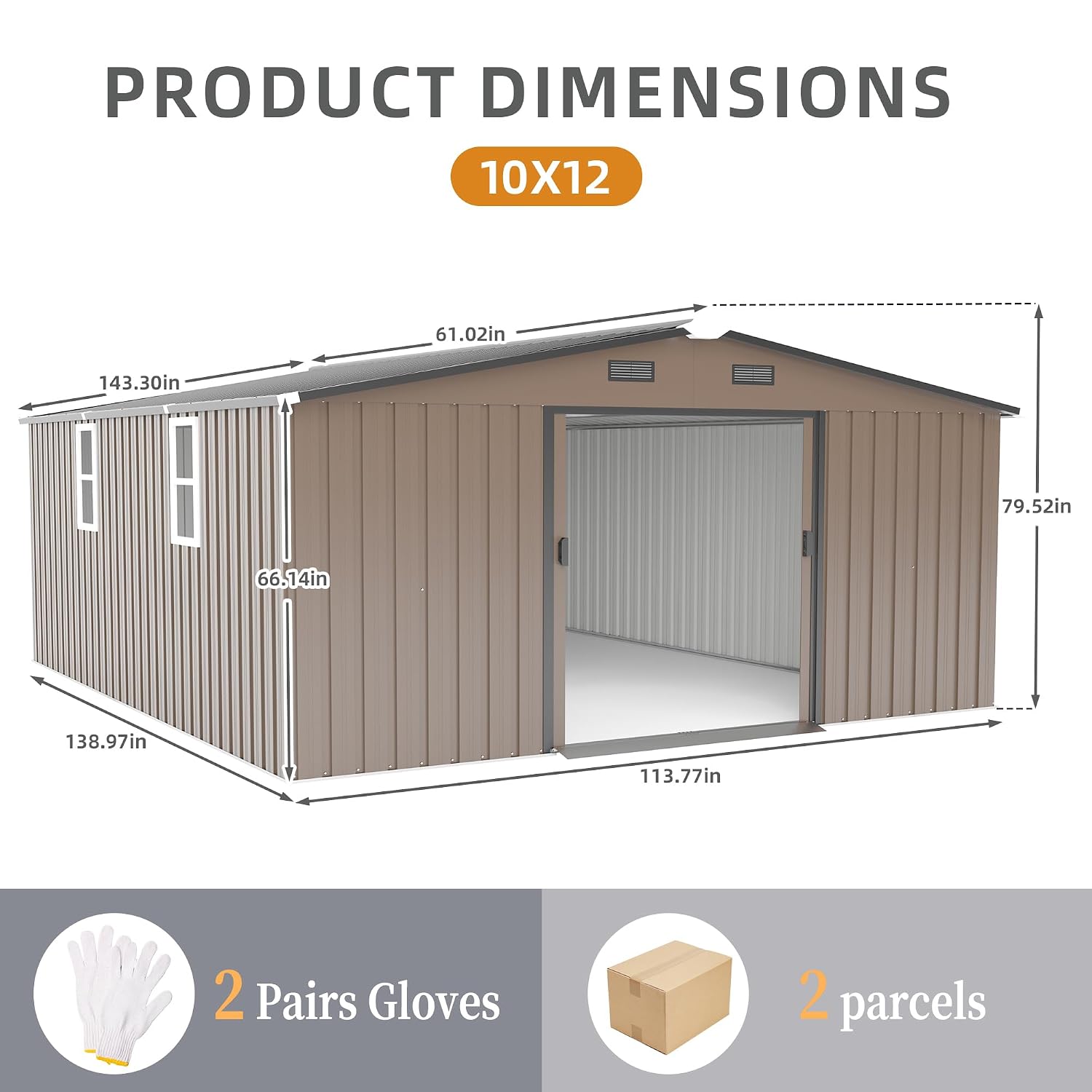 โรงเก็บของโลหะกลางแจ้งขนาด 10x - Gardening Tools Storage บทวิจารณ์และราคา