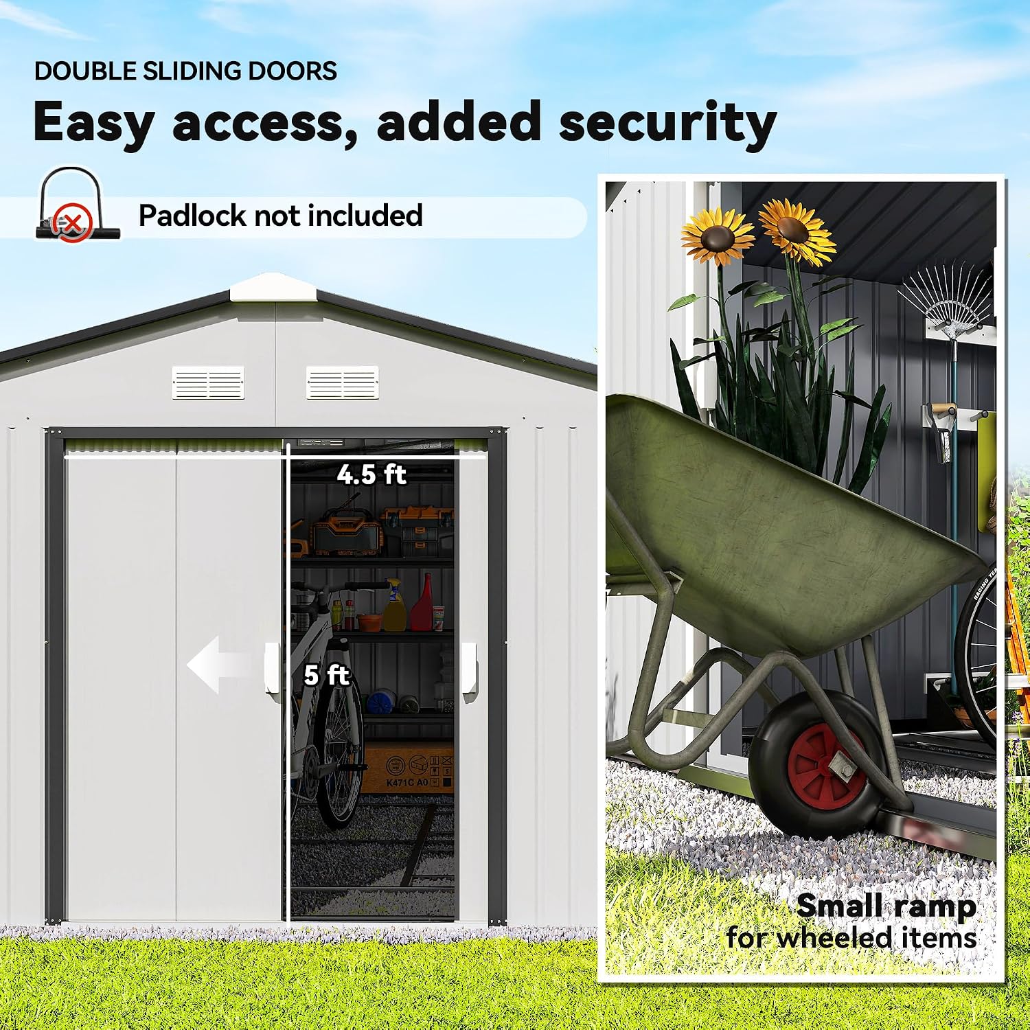 โรงเก็บของกลางแจ้งขนาด 11x13 ฟ - Gardening Tools Storage บทวิจารณ์และราคา