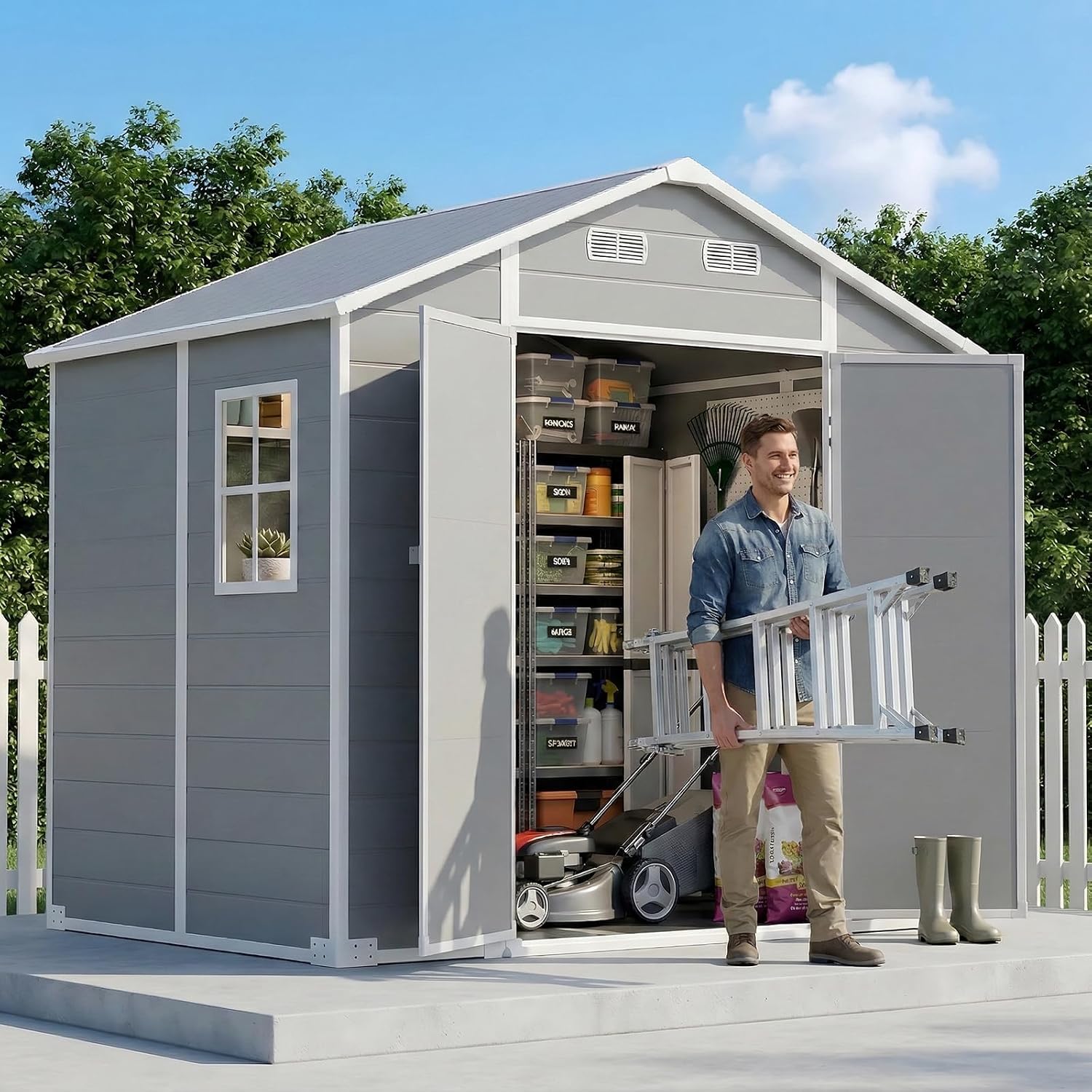 โรงเก็บของกลางแจ้งขนาด 8×6 ฟุต - Gardening Tools Storage บทวิจารณ์และราคา