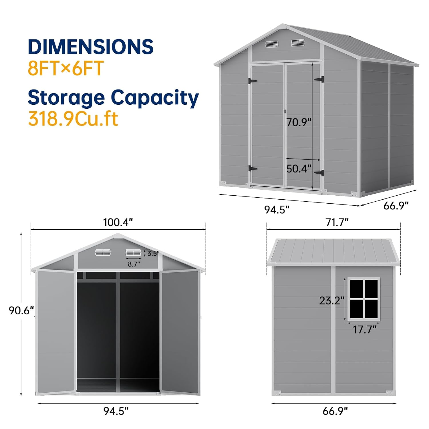โรงเก็บของกลางแจ้งขนาด 8×6 ฟุต - Gardening Tools Storage บทวิจารณ์และราคา