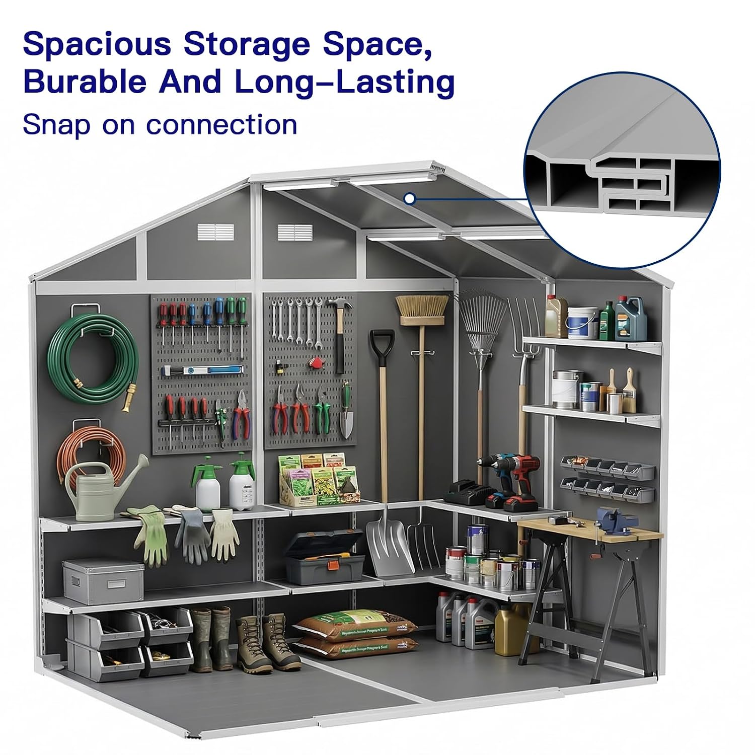 โรงเก็บของกลางแจ้งขนาด 8×6 ฟุต - Gardening Tools Storage บทวิจารณ์และราคา