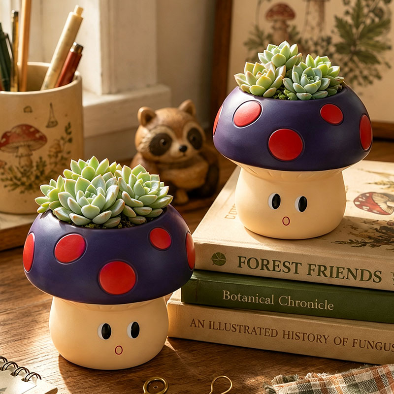 กระถางต้นไม้เรซินรูปเห็ดการ์ตู - Gardening Tools Cute บทวิจารณ์และราคา